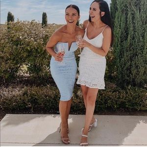 White Lace Ruffled Bodycon Dress